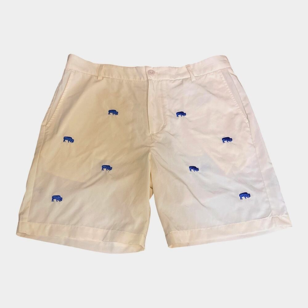 The BFLO Store All Over Buffalo Print Men’s Shorts Size 34 Ivory/Blue